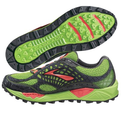 Brooks Ariel Running Shoes on Brooks Cascadia 7 Womens Green Gray Peach