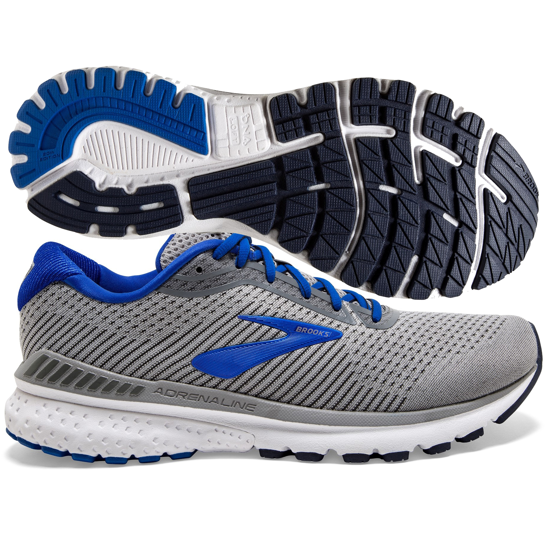 Brooks Men's Adrenaline GTS 20 Running Shoe 9.5 2E W US Grey/Blue 