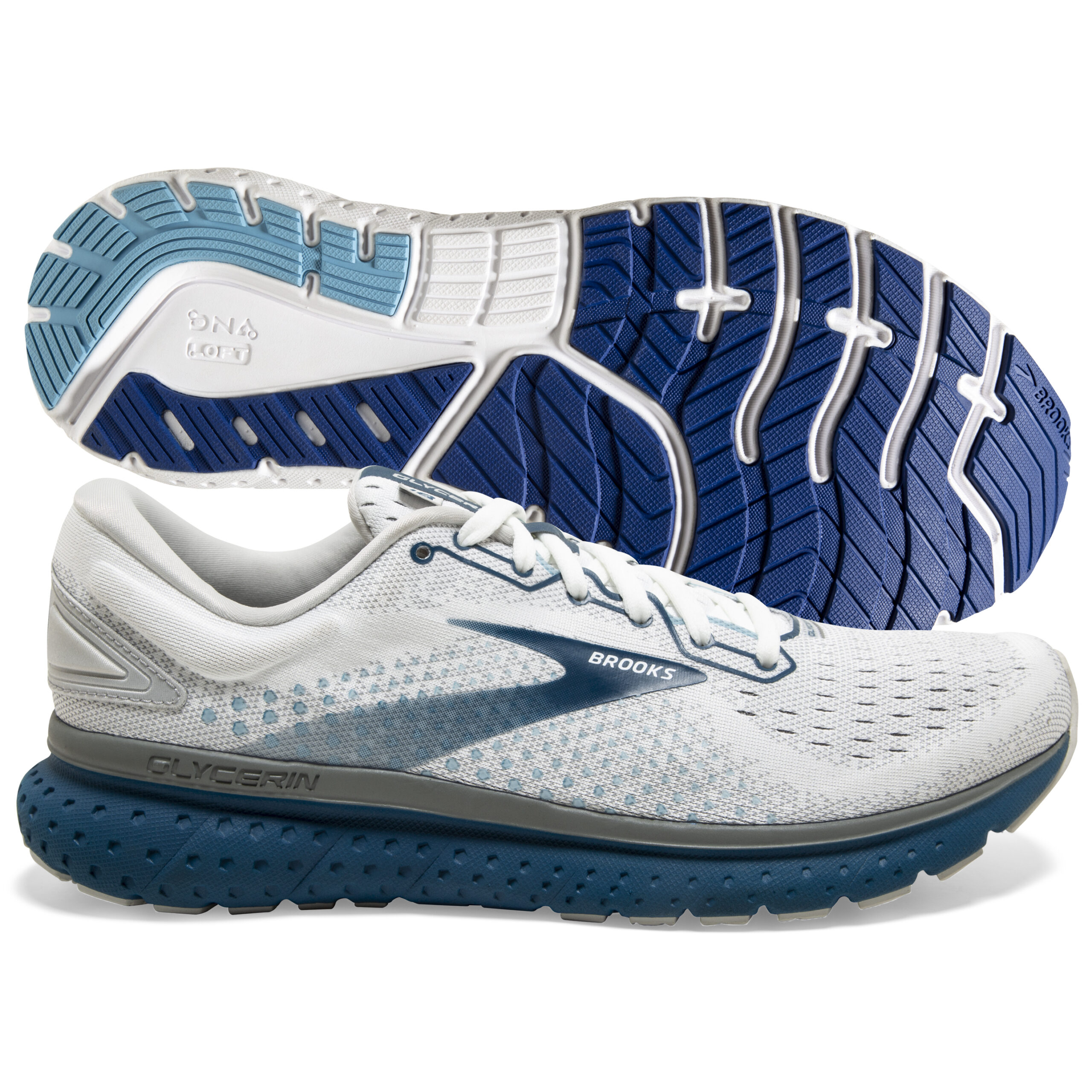 Brooks Glycerin 18 Men's White/Grey/Poseidon